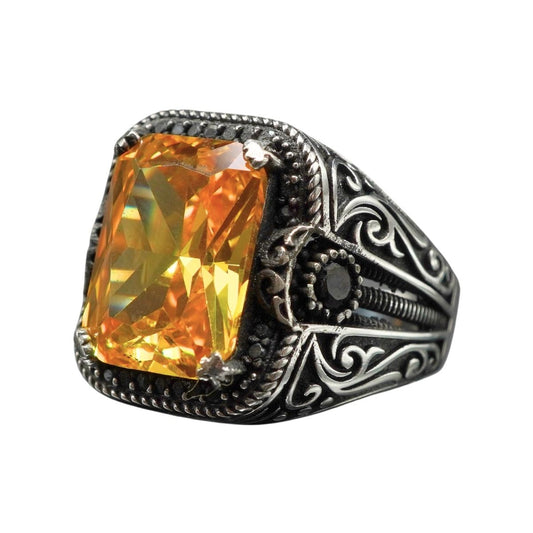 CITRINE 925 STERLING SILVER HANDMADE RING FOR MEN
