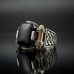ONYX HANDMADE 925 STERLING SILVER RING FOR MEN