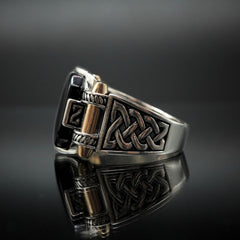 BLACK ONYX RING FOR MEN IN SILVER