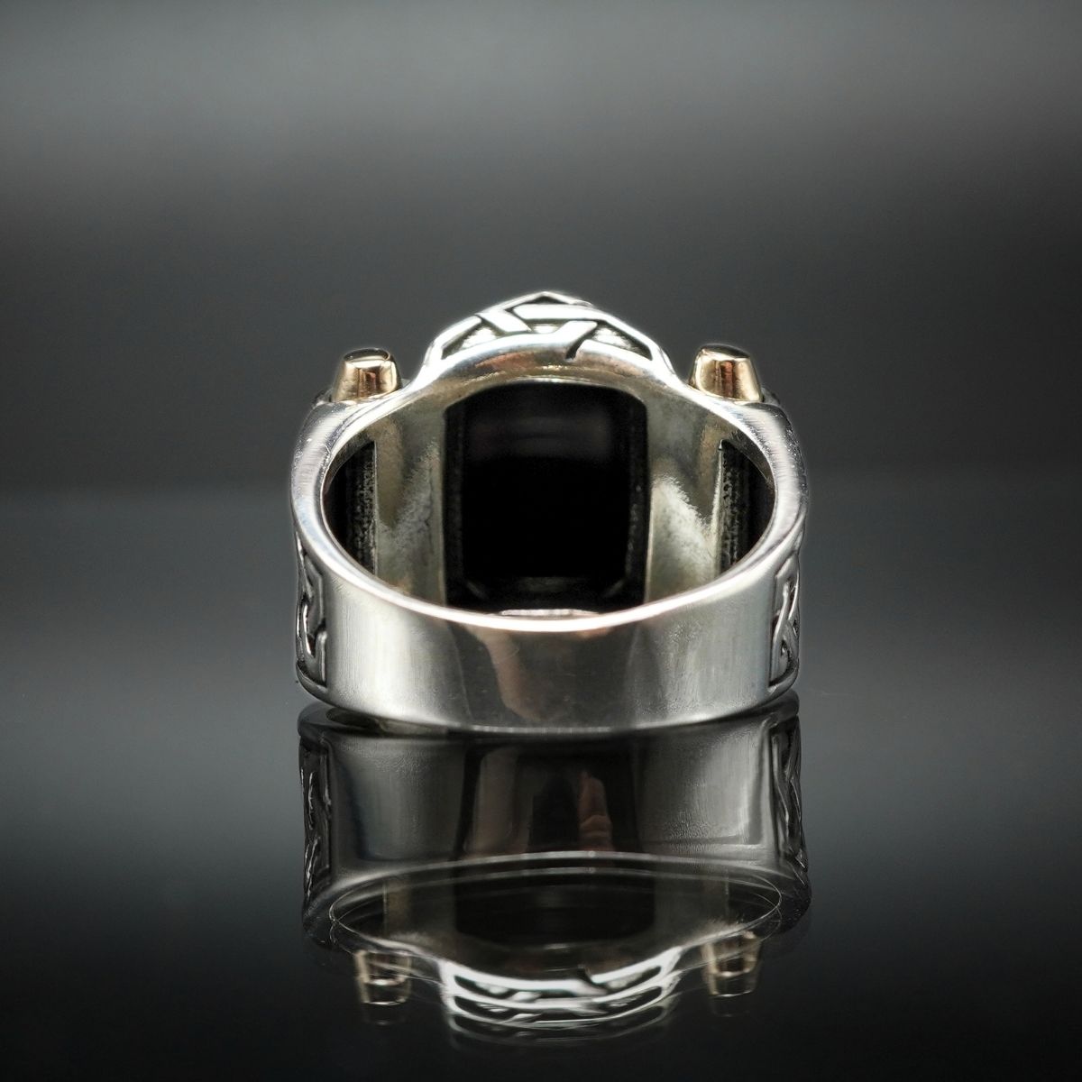 BLACK ONYX RING FOR MEN IN SILVER