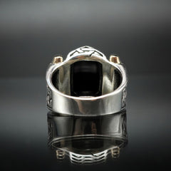 BLACK ONYX RING FOR MEN IN SILVER