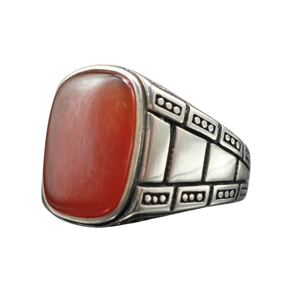 CLASSIC RED 925 SILVER HANDMADE RING FOR MEN