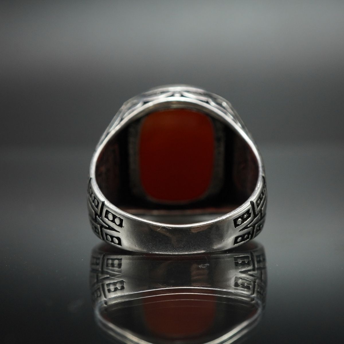 CLASSIC RED 925 SILVER HANDMADE RING FOR MEN