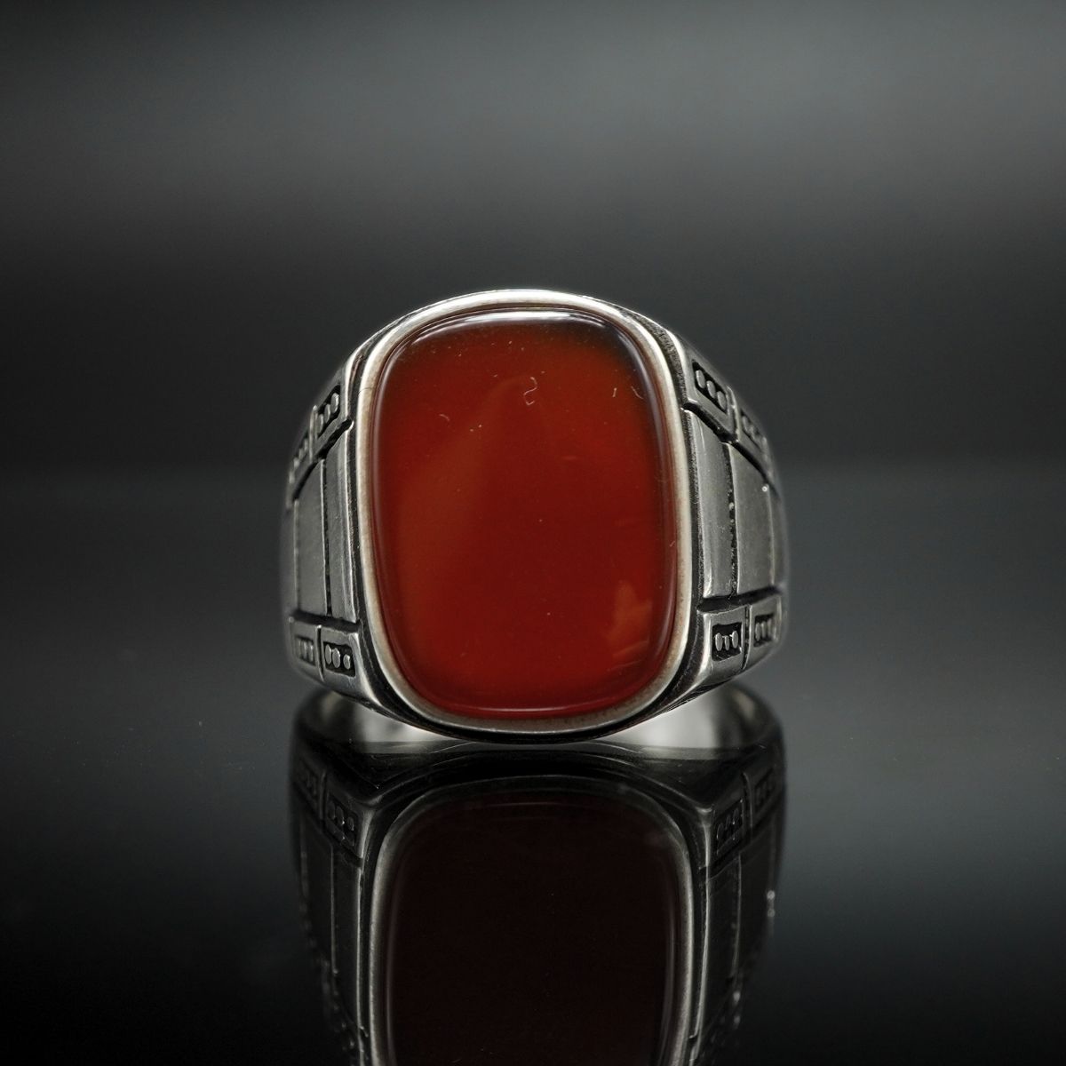 CLASSIC RED 925 SILVER HANDMADE RING FOR MEN