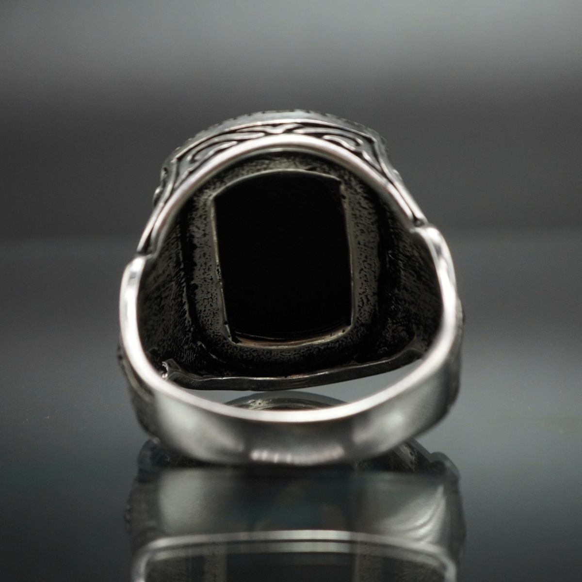 MEN HANDMADE 925 STERLING SILVER RING IN BLACK ONYX