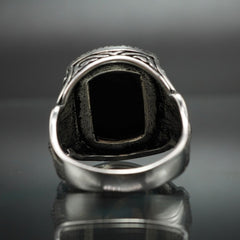 MEN HANDMADE 925 STERLING SILVER RING IN BLACK ONYX