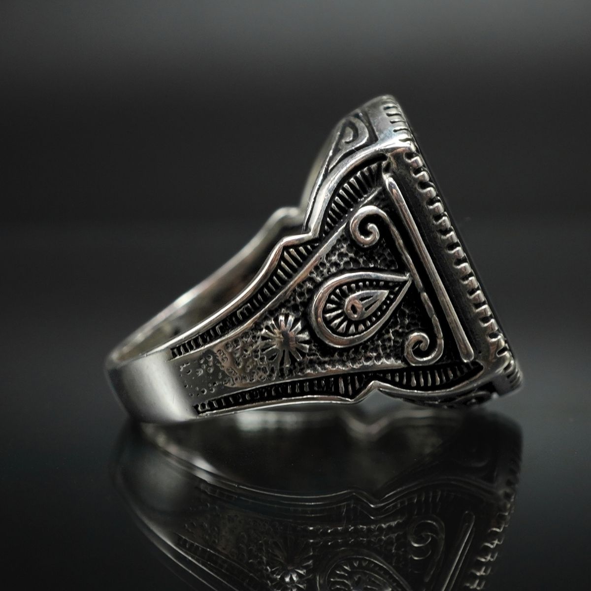 MEN HANDMADE 925 STERLING SILVER RING IN BLACK ONYX