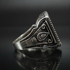 MEN HANDMADE 925 STERLING SILVER RING IN BLACK ONYX