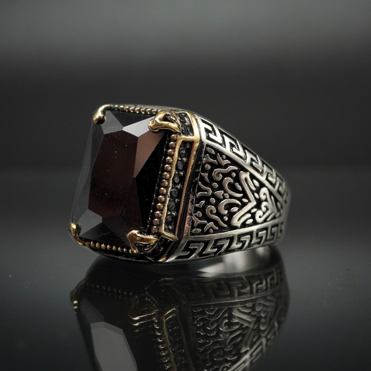 ONYX HANDMADE 925 STERLING SILVER RING FOR MEN