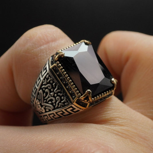 ONYX HANDMADE 925 STERLING SILVER RING FOR MEN