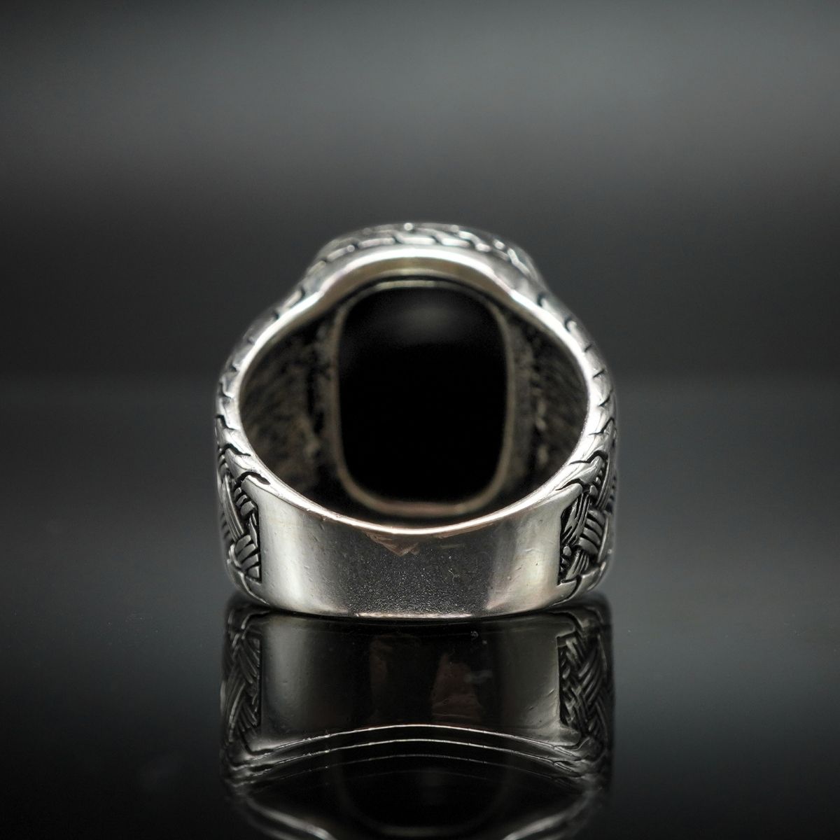 BLACK ONYX GEMSTONE HANDMADE RING IN 925 STERLING SILVER