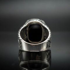 BLACK ONYX GEMSTONE HANDMADE RING IN 925 STERLING SILVER