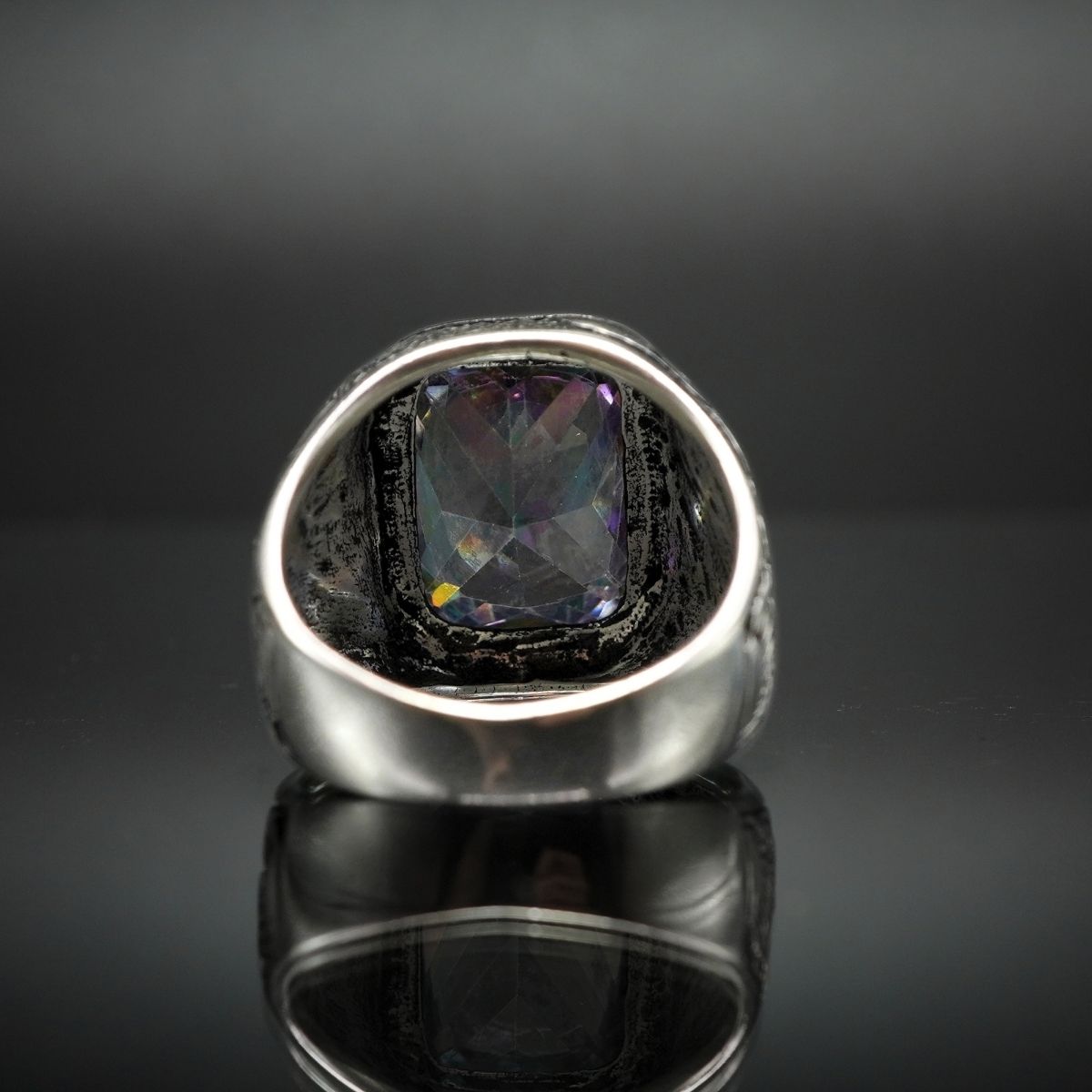 HANDMADE SILVER RING IN MYSTIC TOPAZ GEMSTONE