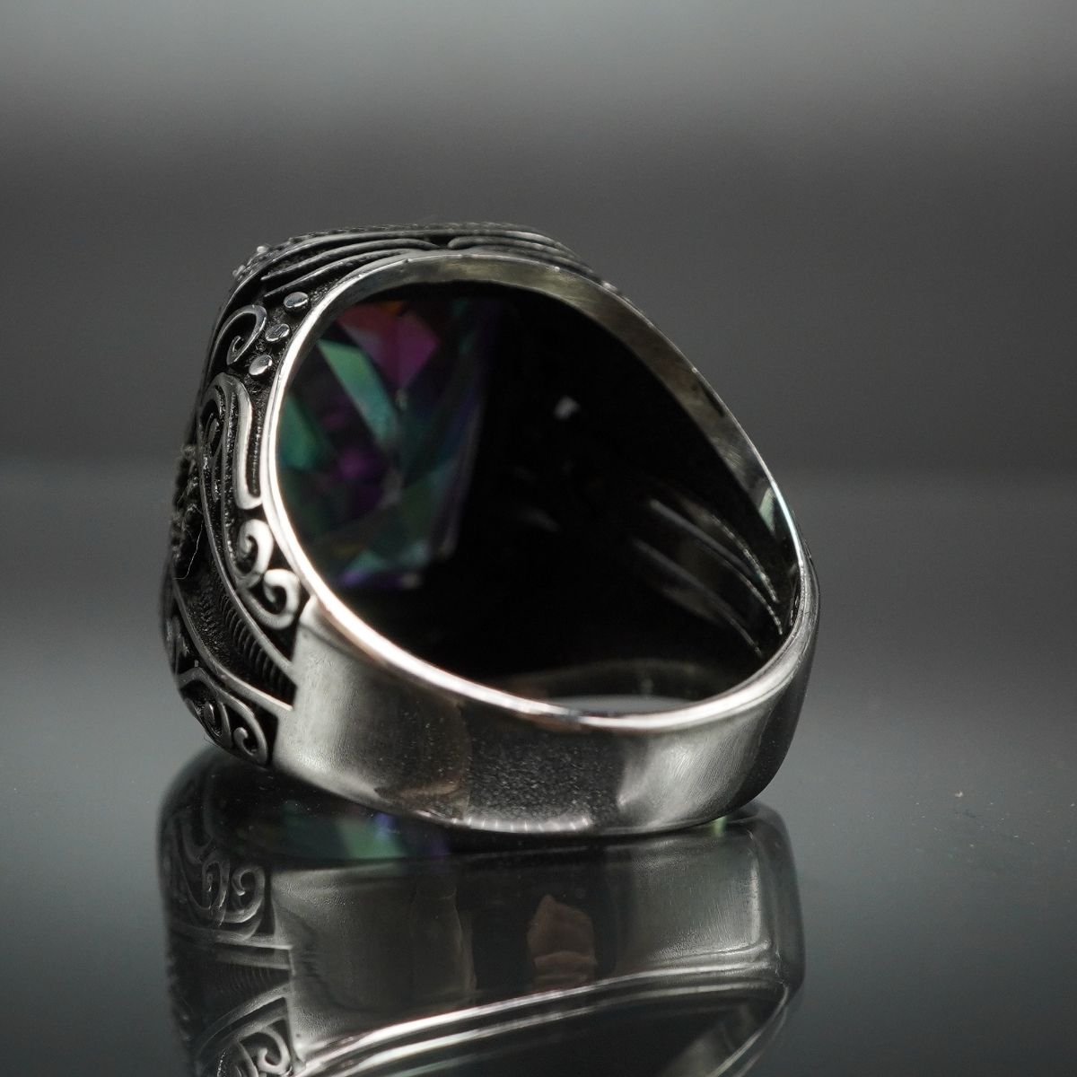 MYSTIC TOPAZ GEMSTONE 925 STERLING SILVER RING FOR MEN