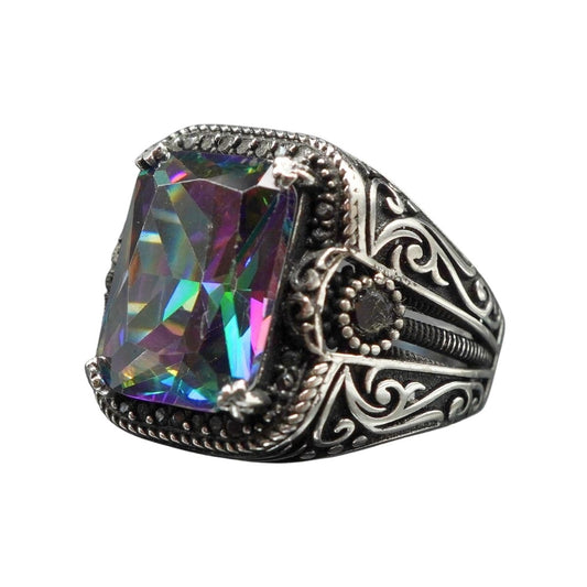 MYSTIC TOPAZ GEMSTONE 925 STERLING SILVER RING FOR MEN