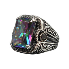 MYSTIC TOPAZ GEMSTONE 925 STERLING SILVER RING FOR MEN