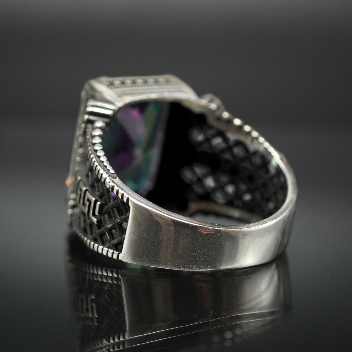 MEN HANDMADE MYSTIC TOPAZ GEMSTONE 925 STERLING SILVER RING