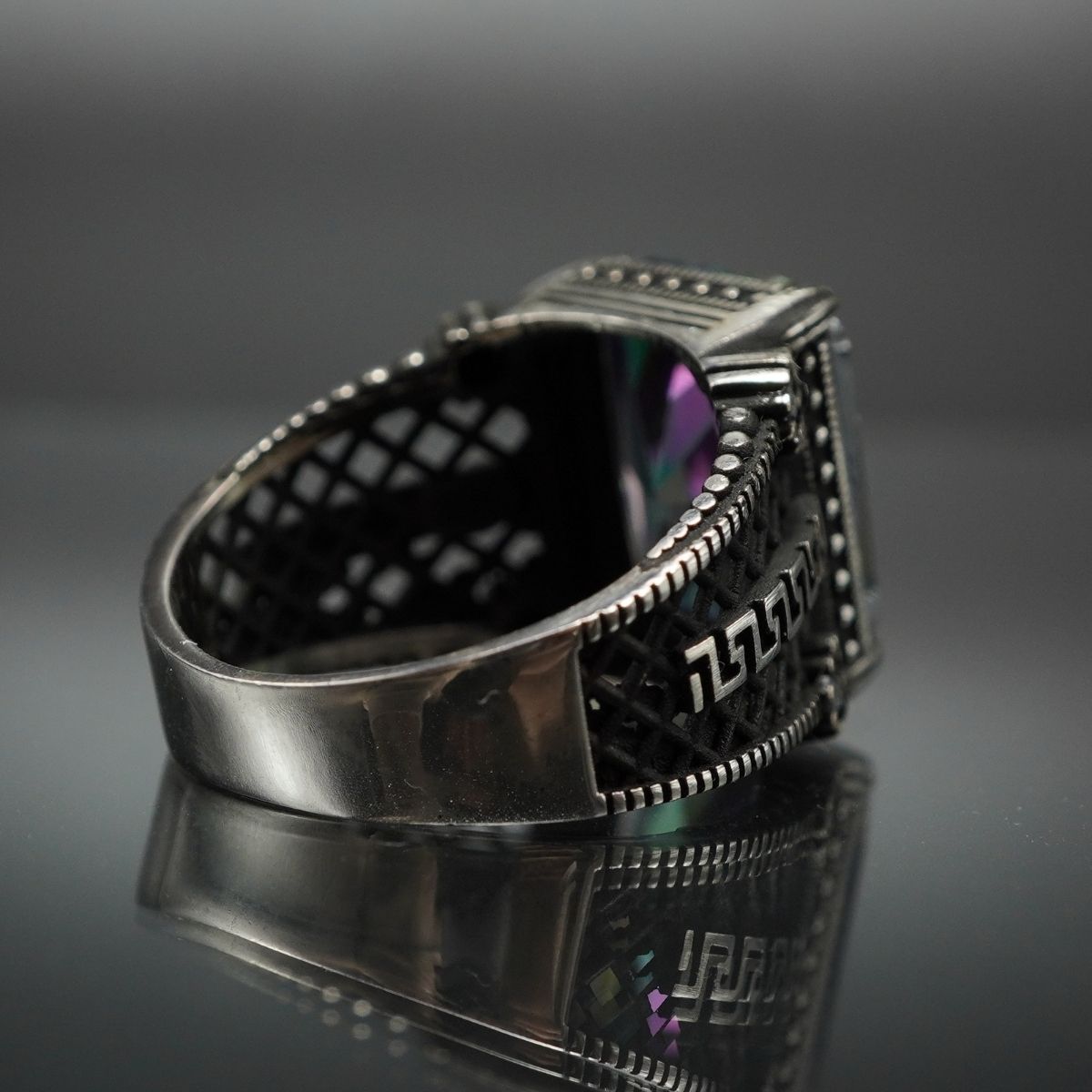 MEN HANDMADE MYSTIC TOPAZ GEMSTONE 925 STERLING SILVER RING