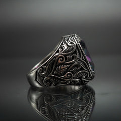 MYSTIC TOPAZ GEMSTONE HANDMADE RING FOR MEN IN SILVER