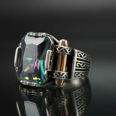 MYSTIC TOPAZ RING FOR MEN IN 925 SILVER