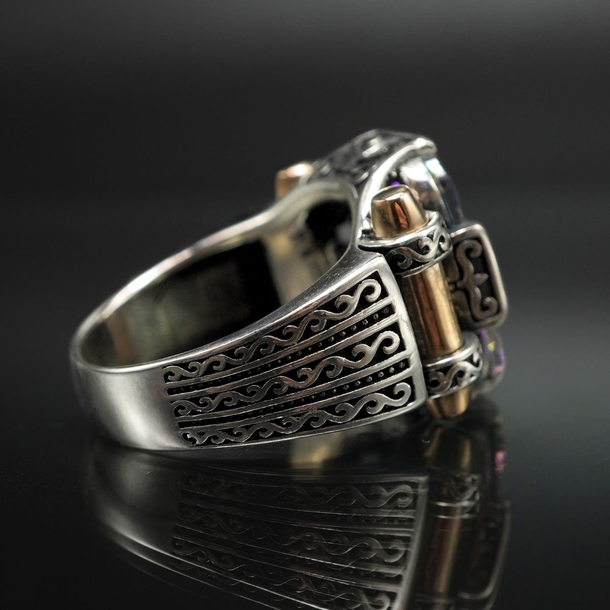MYSTIC TOPAZ 925 STERLING SILVER RING FOR MEN