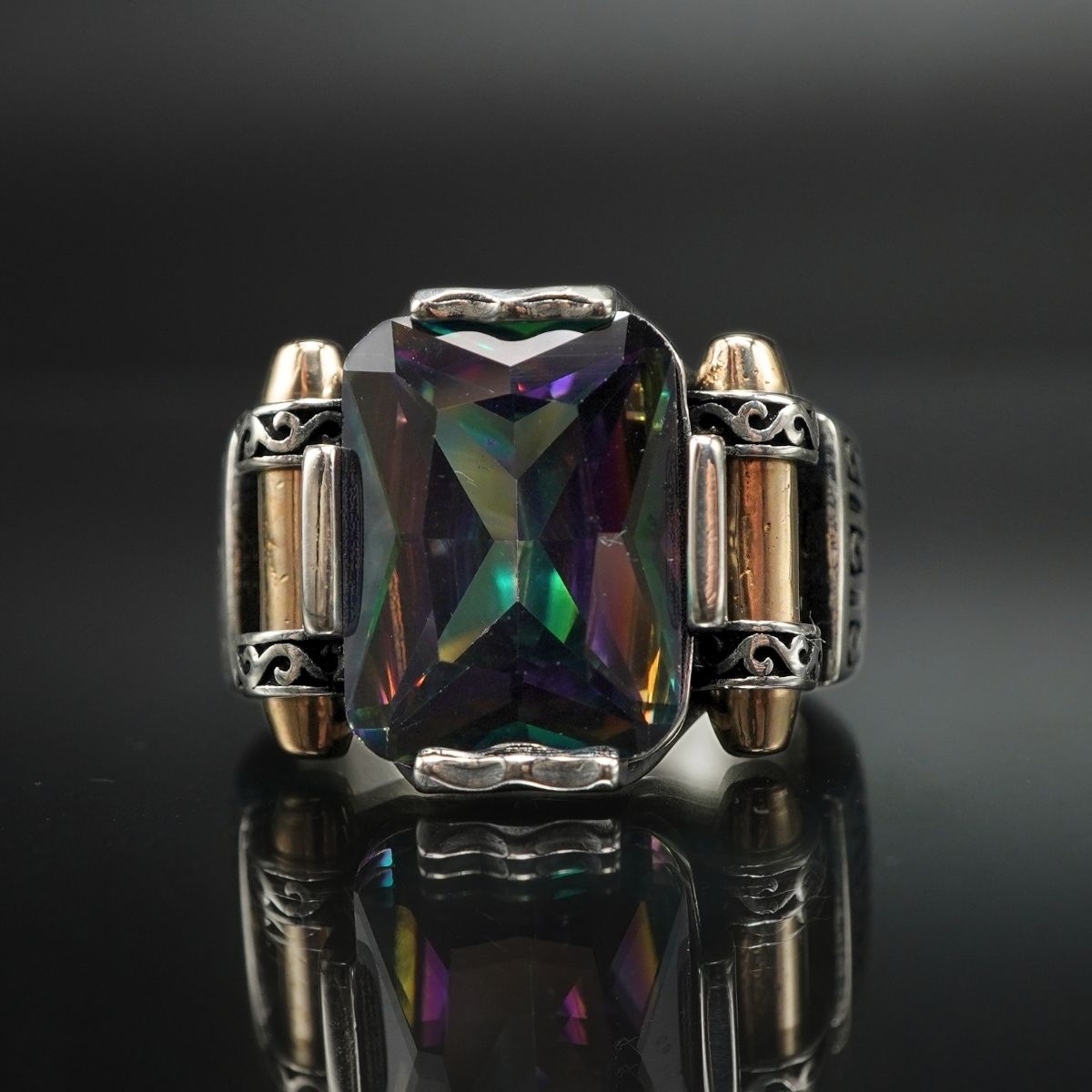 MYSTIC TOPAZ 925 STERLING SILVER RING FOR MEN