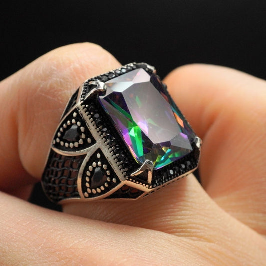 MYSTIC TOPAZ MEN SILVER RING