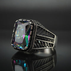 MYSTIC TOPAZ 925 STERLING SILVER TURKISH HANDMADE RING