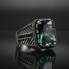 MYSTIC TOPAZ 925 STERLING SILVER TURKISH HANDMADE RING
