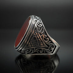 CLASSIC MEN SILVER RING IN AGATE