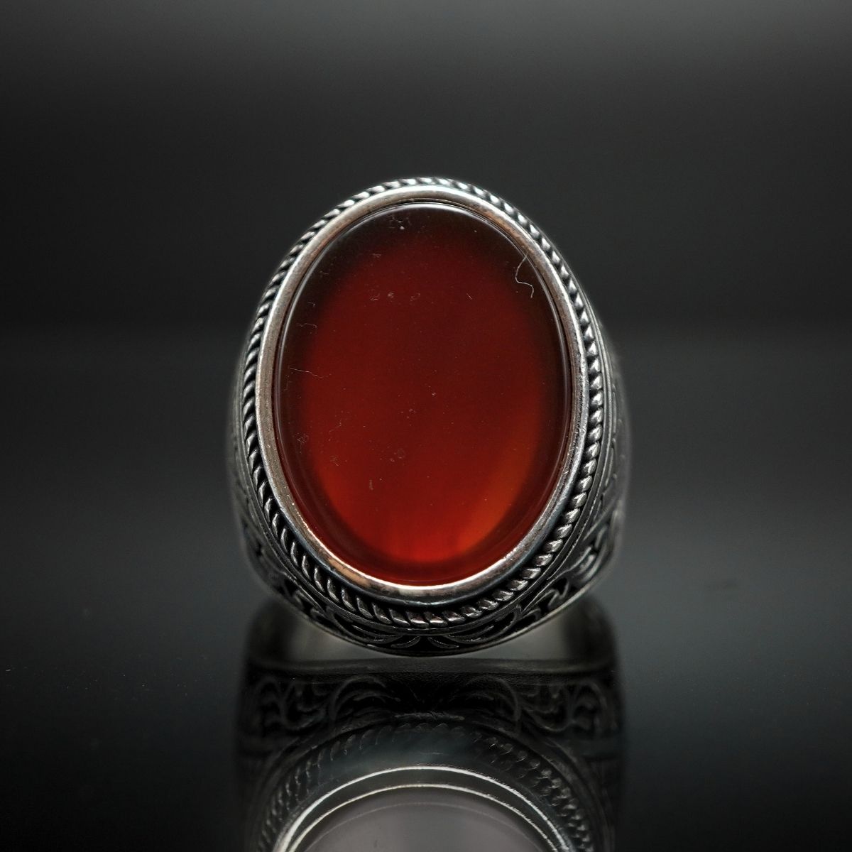 CLASSIC MEN SILVER RING IN AGATE