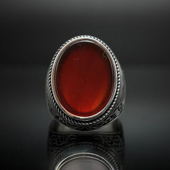 CLASSIC MEN SILVER RING IN AGATE