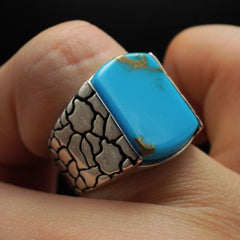 925 STERLING SILVER TURQUOISE HANDMADE RING FOR MEN