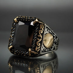 BLACK ONYX 925 STERLING SILVER MEN HANDMADE RING