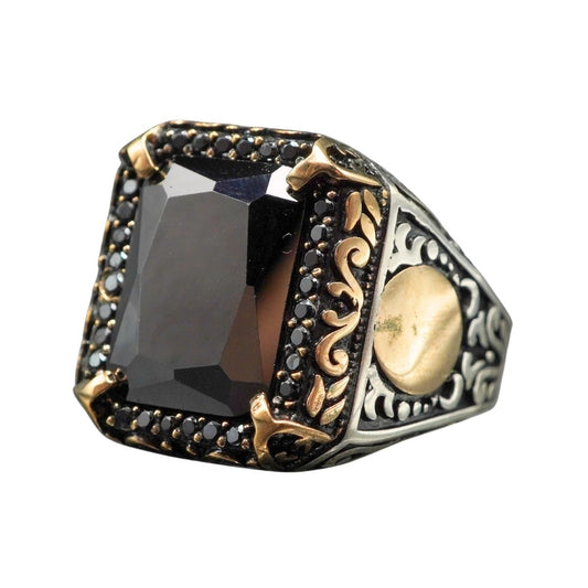 BLACK RING FOR MEN IN 925 STERLING SILVER