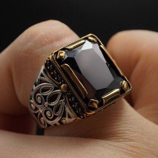 ONYX BLACK HANDMADE 925 STERLING SILVER RING