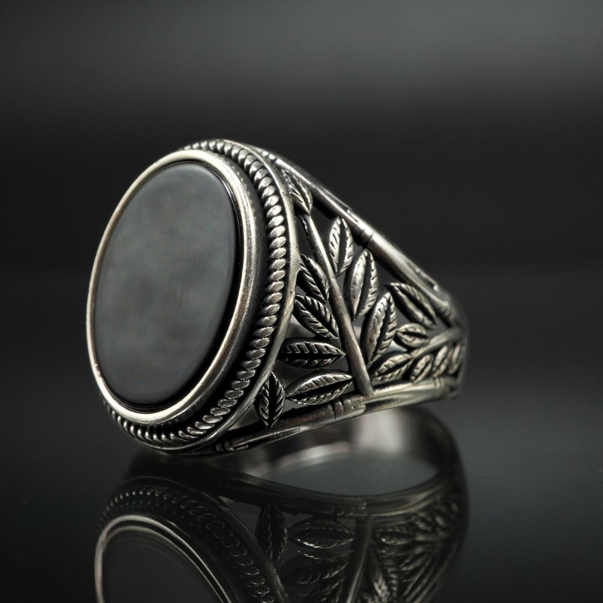 TURKISH HANDMADE ONYX GEMSTONE 925 STERLING SILVER RING FOR MEN