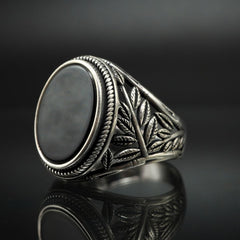 TURKISH HANDMADE ONYX GEMSTONE 925 STERLING SILVER RING FOR MEN
