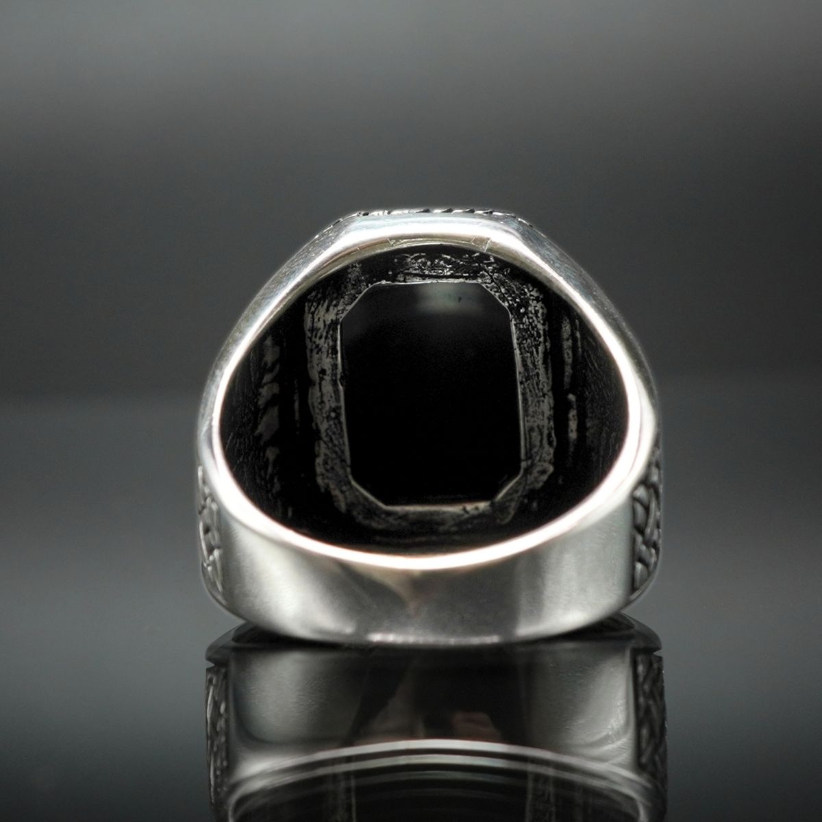 RING BLACK ONYX GEMSTONE 925 STERLING SILVER 