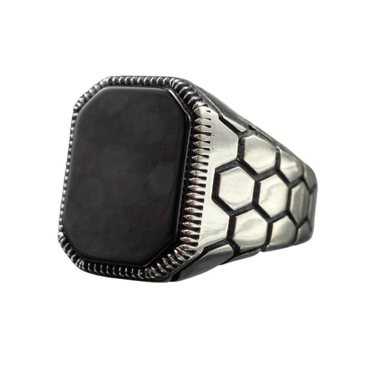 BLACK RING FOR MEN IN 925 STERLING SILVER