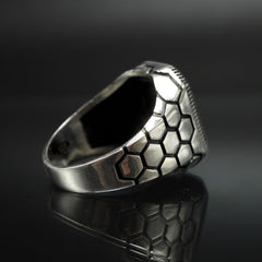 BLACK RING FOR MEN IN 925 STERLING SILVER