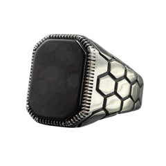 BLACK RING FOR MEN IN 925 STERLING SILVER