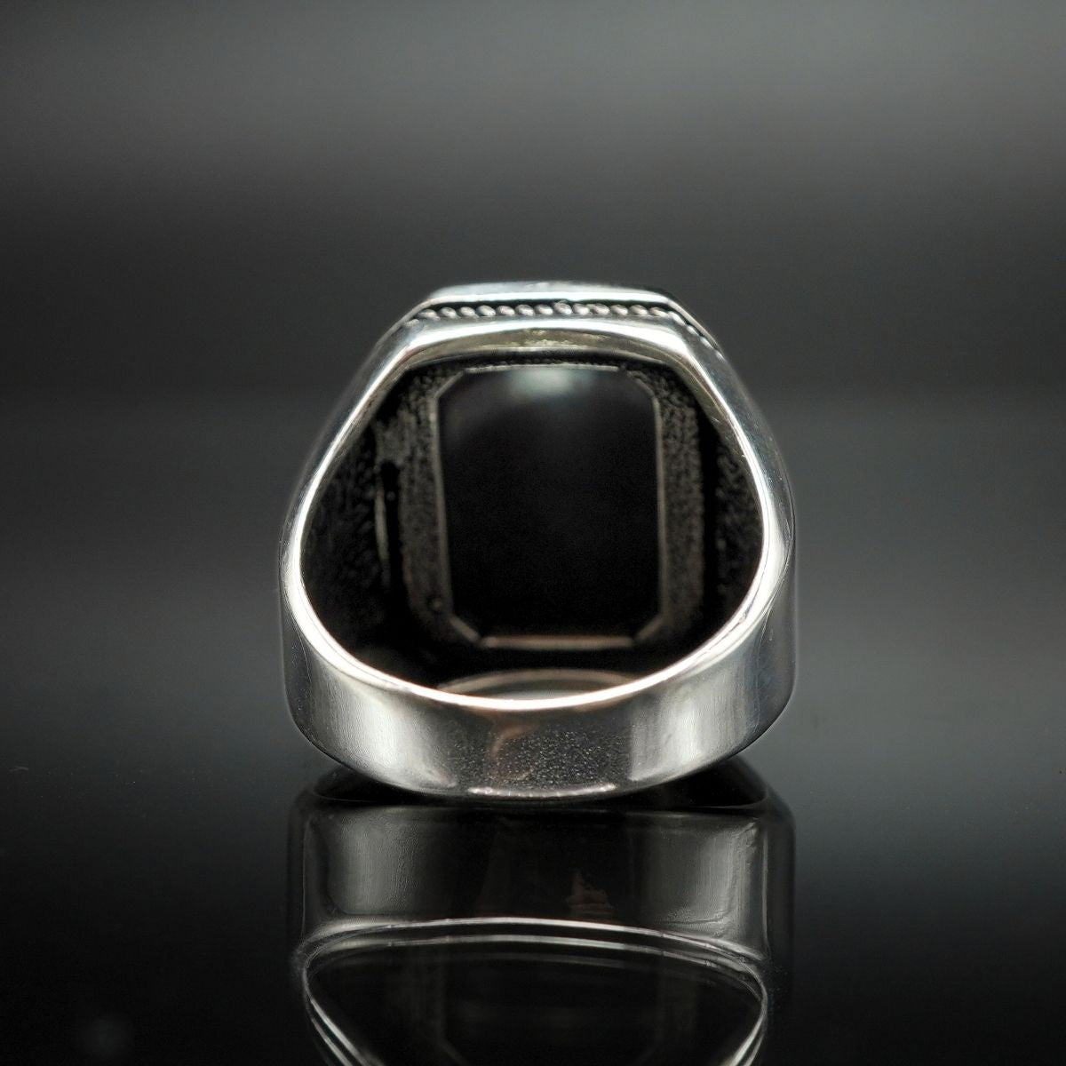 PINKY BLACK ONYX MINIMALIST MEN RING