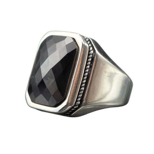 PINKY BLACK ONYX MINIMALIST MEN RING