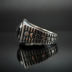 BLACK ONYX SILVER MEN RING