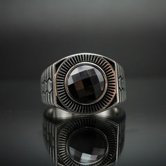 BLACK ONYX SILVER MEN RING