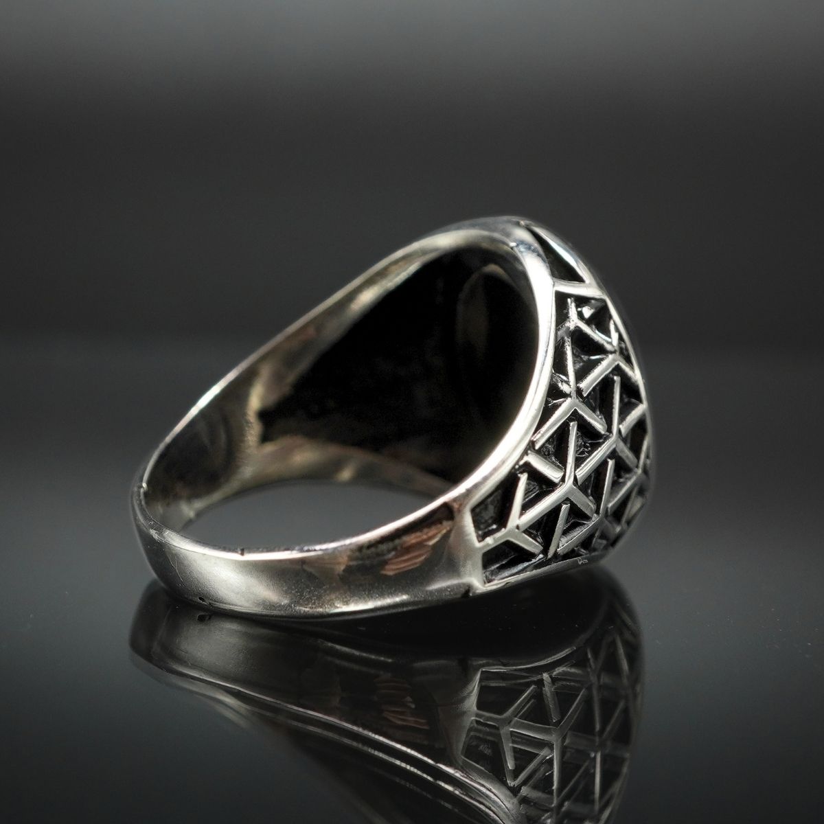 MEN HANDMADE BLACK ONYX STONE 925 STERLING SILVER RING