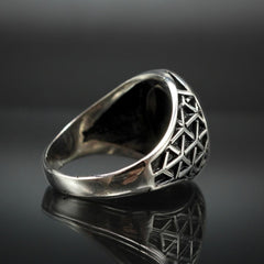 MEN HANDMADE BLACK ONYX STONE 925 STERLING SILVER RING