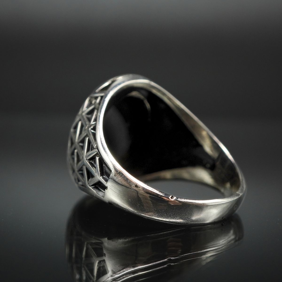MEN HANDMADE BLACK ONYX STONE 925 STERLING SILVER RING