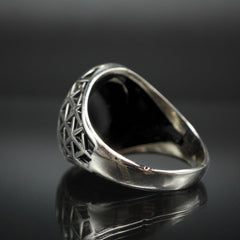 MEN HANDMADE BLACK ONYX STONE 925 STERLING SILVER RING